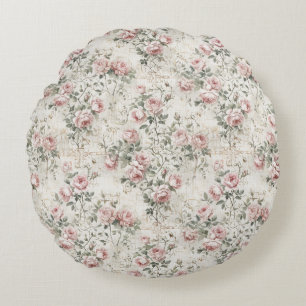 Coussins Ronds Rose Pâle Élégant Floral Cottagecore Vintage