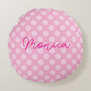 Coussins Ronds Rose Pâle Personnalisée à pois