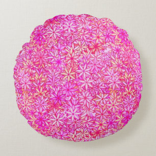 Coussins Ronds rose, pêche, orchidée et fleurs de corail