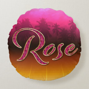Coussins Ronds Rose Prénom Golden rose Oreillers