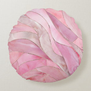 Coussins Ronds Rose rose - Vagues en mosaïque