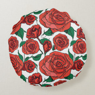 Coussins Ronds Rose rouge Design floral #1 Oreiller