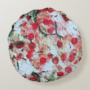 Coussins Ronds Rose Rouge Taches de polka sale Grunge Décompositi