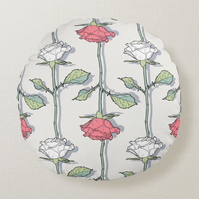 Coussins Ronds Rose seamless Pattern (Devant)