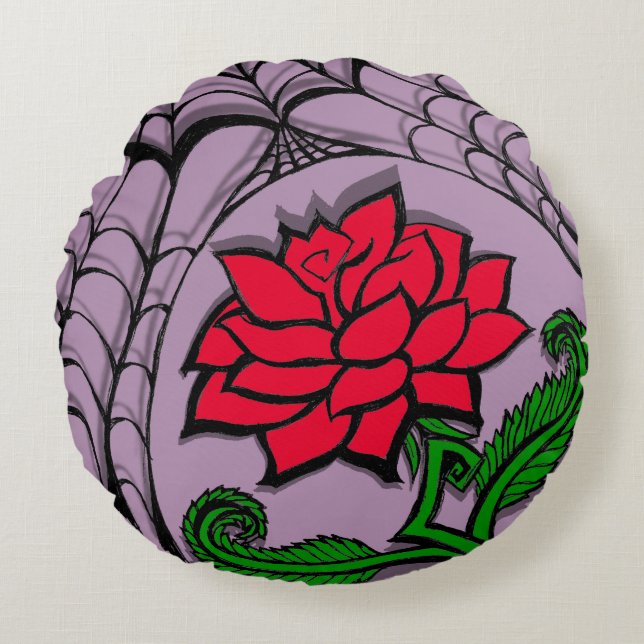 Coussins Ronds Rose Spiderweb Pastel Goth Citation (Devant)