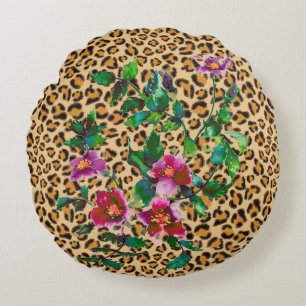 COUSSINS RONDS ROSE VINTAGE - EMPREINTE DE LÉOPARD