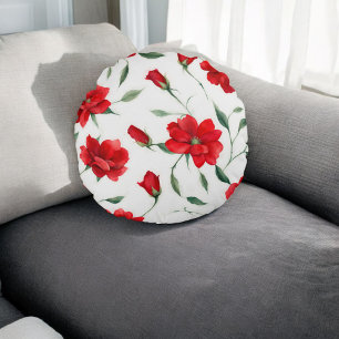 Coussins Ronds Rose vintage Fleur rouge Motif Élégant Accueil