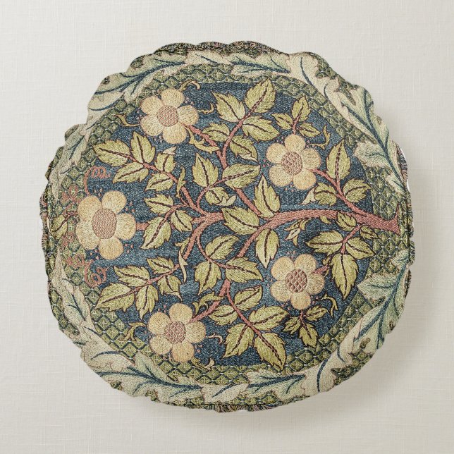 Coussins Ronds Rose Wreath par William Morris (Devant)