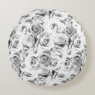 Coussins Ronds Roses blanches répétition motif floral