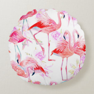 Coussins Ronds Roses d'aquarelle motif sans couture avec flamme r