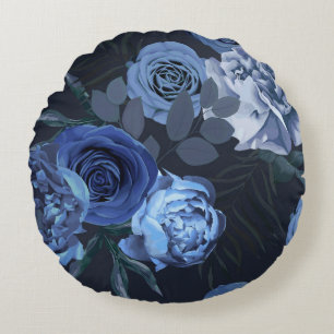 Coussins Ronds Roses de pivoines : Floral foncé Vintage.
