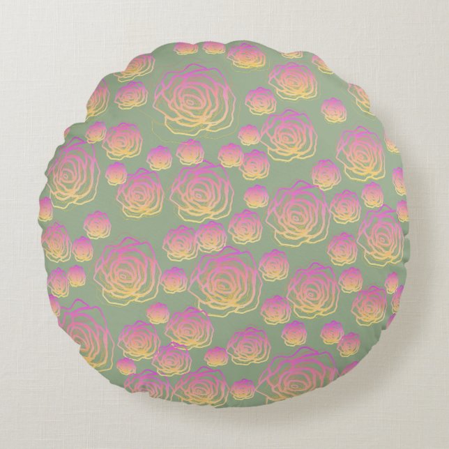 Coussins Ronds Roses d'été (Devant)