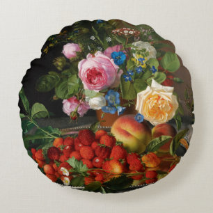 Coussins Ronds Roses et fraises de Still Life par Otto Ottesen