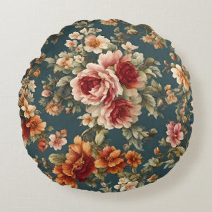 Coussins Ronds Roses romantiques et belles fleurs