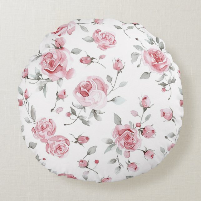 Coussins Ronds Roses Roses Florales   (Devant)