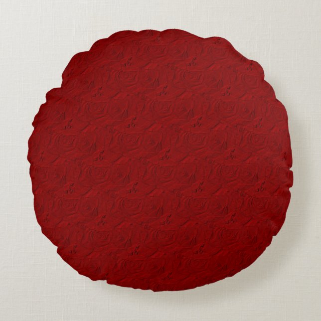 Coussins Ronds Roses, Rouge - Oreiller à lancer rond (Devant)