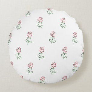 Coussins Ronds Roses Rouges, Motif De Roses, Fleurs