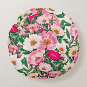 Coussins Ronds Roses sauvages
