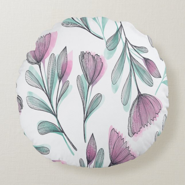 Coussins Ronds Roses violettes (Devant)