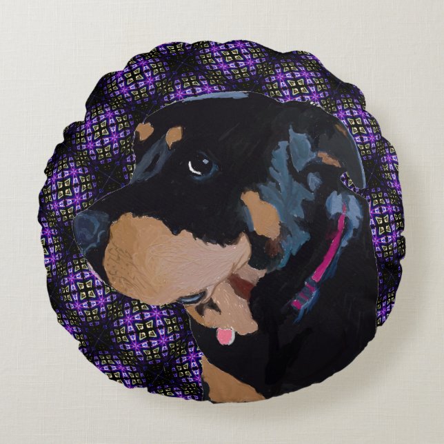 Coussins Ronds Rottweiler, Un Ami Animal Pour Toujours (Devant)
