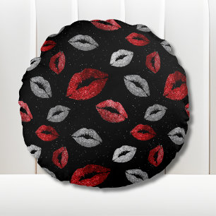 Coussins Ronds Rouge argenté pailleté pour la Saint-Valentin sur