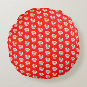 Coussins Ronds Rouge avec de petits motifs d'art