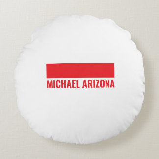 Coussins Ronds Rouge & Blanc Minimaliste Simple Nom Plain