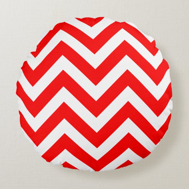 Coussins Ronds Rouge et blanc Grandes Dimensions Chevron (Devant)