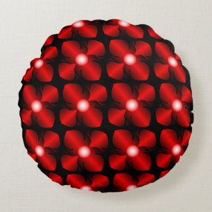 Coussins Ronds rouge & noir fleurs métalliques fleurs florales go