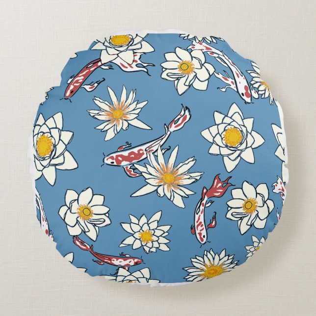 Coussins Ronds Round Blue Daisy Meadow Accent Pillow - Decorative (Devant)