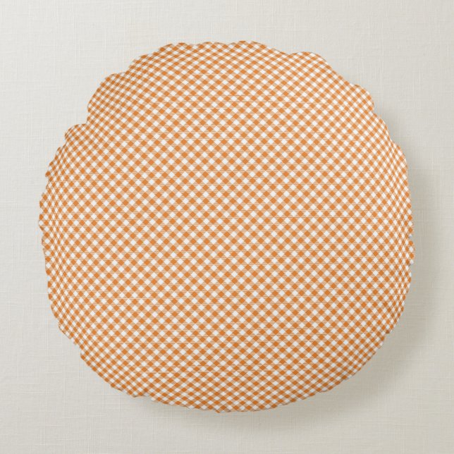 Coussins Ronds Round cushion with a brown and white gingham  (Devant)