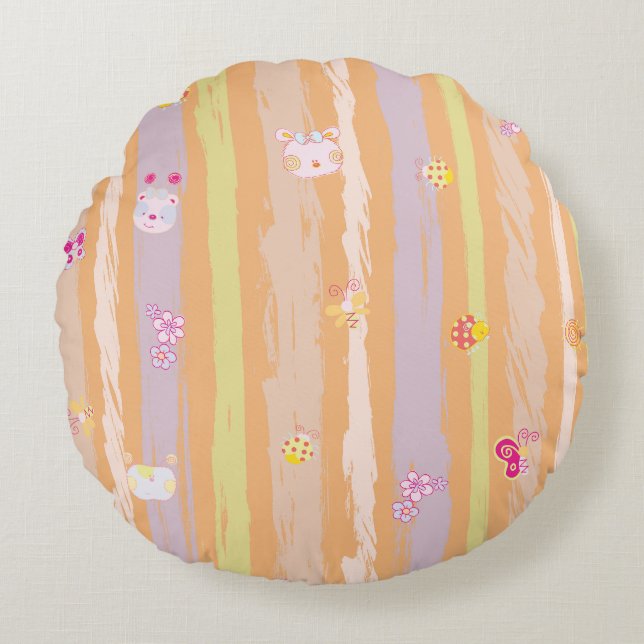 Coussins Ronds Round Pillow – Baby Joy & Creatures Pastel Animal (Devant)