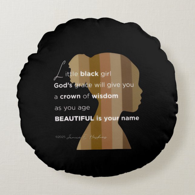 Coussins Ronds Round Pillow   "Ebony Woman" little black pillow (Devant)