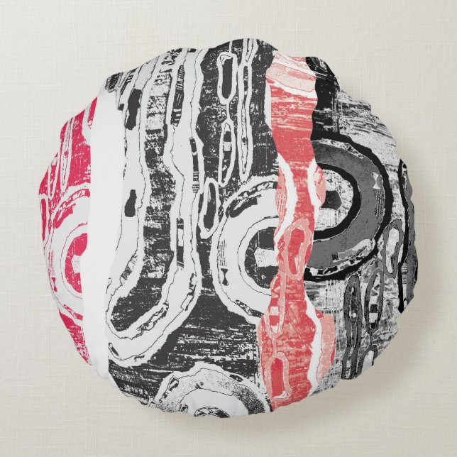 Coussins Ronds Round Pillow – Friction Lands Abstract Design (Dos)