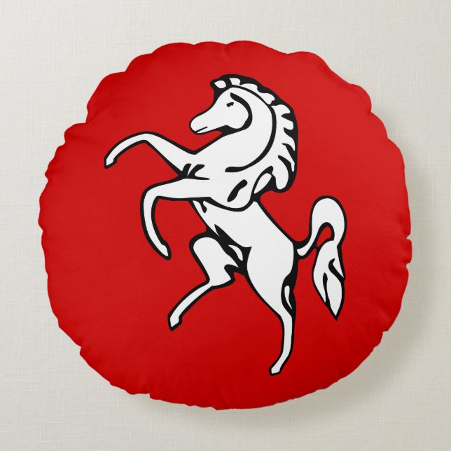 Coussins Ronds Round Throw Pillow with flag of Kent County (Devant)