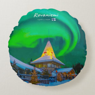 Coussins Ronds Rovaniemi, Finlande - Aurore magique