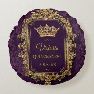 Coussins Ronds Royal Amethyst Quinceañera, coutume