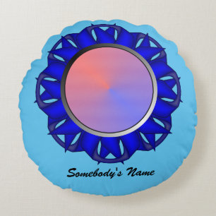 Coussins Ronds Ruban de disque bleu par Kenneth Yoncich