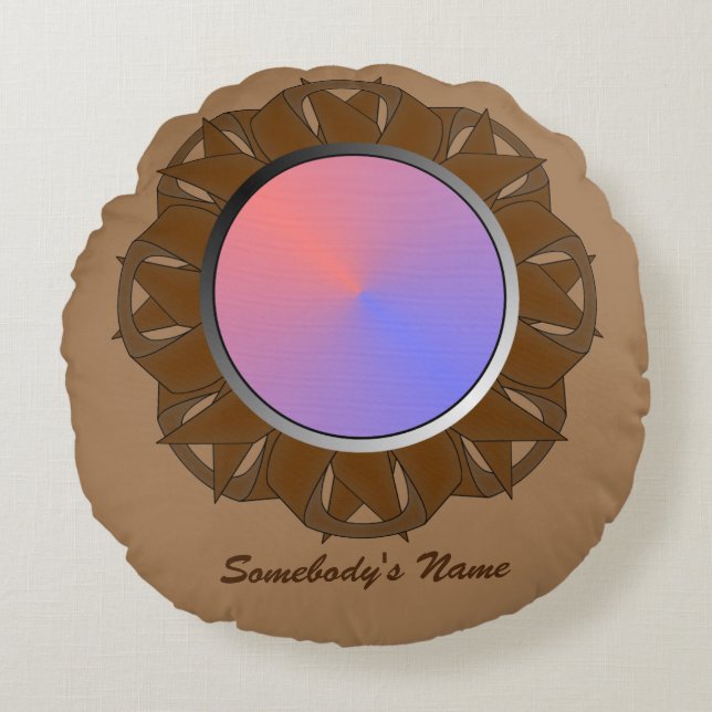 Coussins Ronds Ruban de disque Brown par Kenneth Yoncich (Devant)