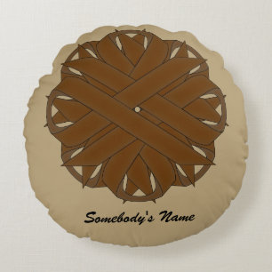 Coussins Ronds Ruban de fleurs Brown par Kenneth Yoncich