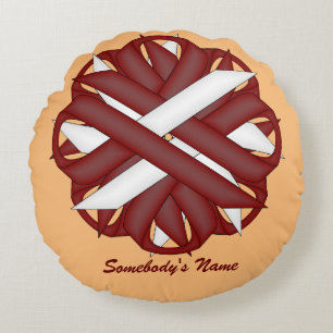 Coussins Ronds Ruban de fleurs de Bourgogne et d'Ivoire par Kenne