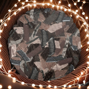 Coussins Ronds Ruban géométrique abstrait aux tons de terre textu