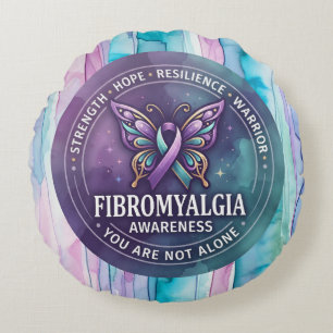 Coussins Ronds Ruban Papillon de Sensibilisation à la Fibromyalgi