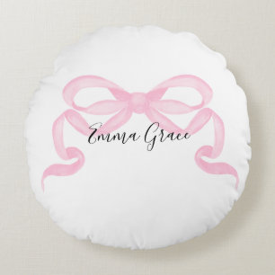 Coussins Ronds Ruban rose personnalisé