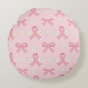 Coussins Ronds Ruban Rose Sensibilisation au Cancer du Sein
