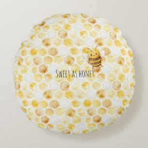 Coussins Ronds Ruche de miel jaune doré douce mignonne abeille