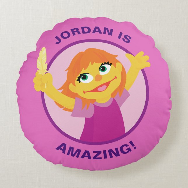 Coussins Ronds Rue Sésame | Julia Holding Feather (Devant)