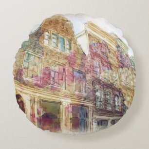 Coussins Ronds Rues de vieil Amsterdam