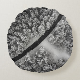 COUSSINS RONDS RUG DE LA ZONE FLORALE NOIRE ET BLANCHE