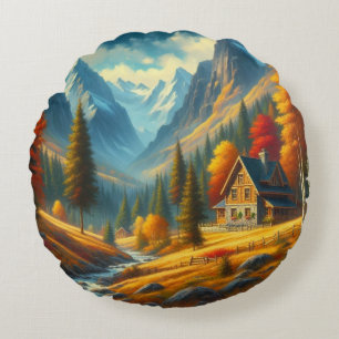 Coussins Ronds Rustique, Gîte de montagne d'automne & rivière
